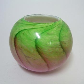Maltese Mtarfa Pink & Green Glass Spherical Vase