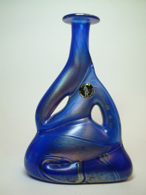 Maltese Mtarfa Organic Iridescent Blue Art Glass Vase