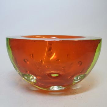 Galliano Ferro Murano Geode Orange & Uranium Sommerso Glass Bowl