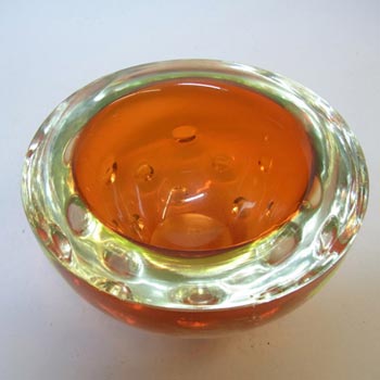 Galliano Ferro Murano Geode Orange & Uranium Sommerso Glass Bowl