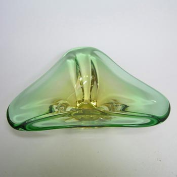 Murano Biomorphic Green & Amber Glass Sculpture Bowl