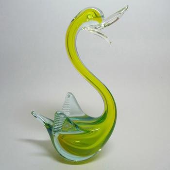 Murano/Sommerso Yellow Glass Organic Swan Sculpture