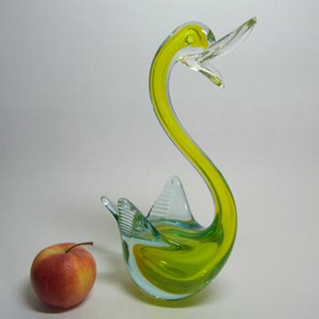 Murano/Sommerso Yellow Glass Organic Swan Sculpture