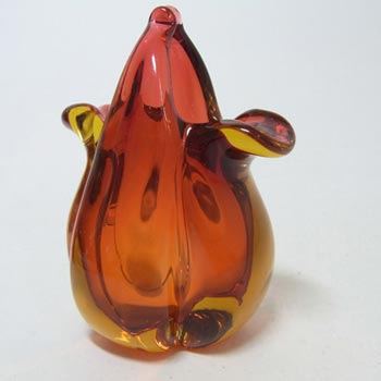 Murano/Sommerso Amber Glass Organic Sculpture Vase