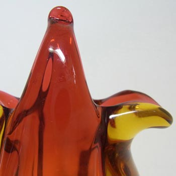 Murano/Sommerso Amber Glass Organic Sculpture Vase