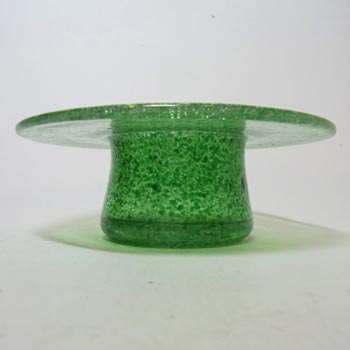Clouded Green Bubbly Glass Posy Bowl