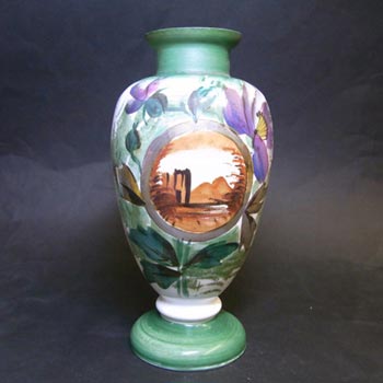Large 1900's Victorian Hand Painted Opaque Glass Vase