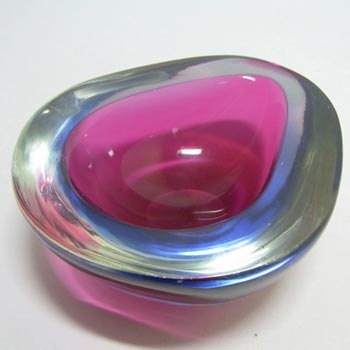 Murano Geode Purple & Blue Sommerso Glass Teardrop Bowl
