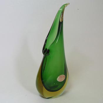 Murano/Venetian Green & Amber Sommerso Glass Vase