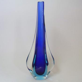 Tall Murano/Sommerso 1950's Blue Glass Stem Vase