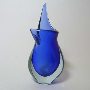 Murano/Sommerso 1950\'s Organic Blue Glass Vase