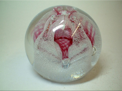 Caithness "Congratulations" Pink Glass Paperweight