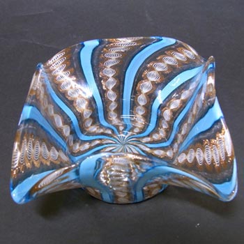 Salviati Zanfirico & Aventurine Blue Glass Bowl