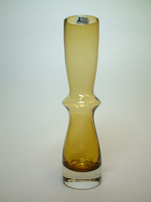 Aseda 60's Swedish Amber Cased Glass Vase Labelled