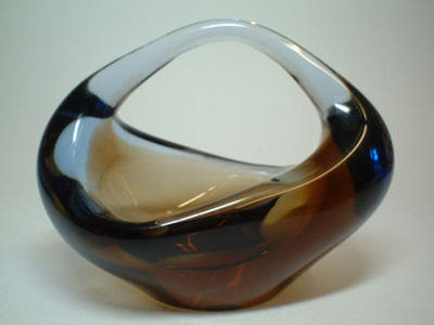Skrdlovice #6240 Czech Glass Sculpture Bowl by Jan Beránek