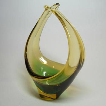Murano/Sommerso Green Glass Organic Sculpture Bowl/Dish