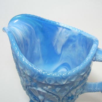 Davidson 1890s Victorian Blue Malachite/Slag Glass Jug