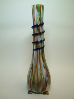 Tall 1930\'s Bohemian Spatter/Splatter Glass Vase