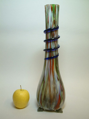 Tall 1930's Bohemian Spatter/Splatter Glass Vase