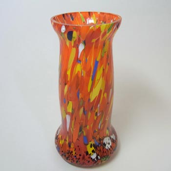 Bohemian Multicoloured Spatter/Splatter Glass Vase 1930