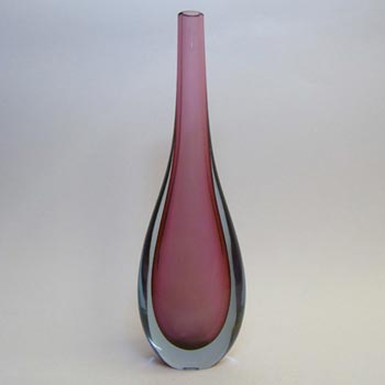 Murano/Venetian Pink & Blue Sommerso Glass Stem Vase