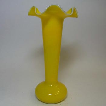 Welz Czech Art Deco Yellow & White Tango Glass Vase