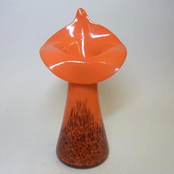 Czech 1930's Orange + Brown Glass Jack-in-the-Pulpit Vase