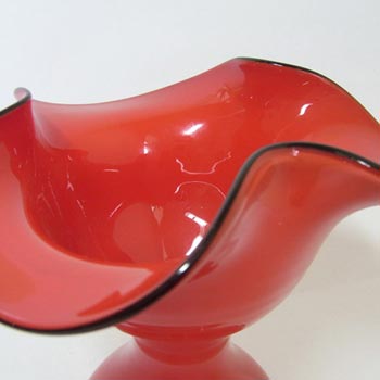 1930's Bohemian Retro Red & Black Tango Glass Vase