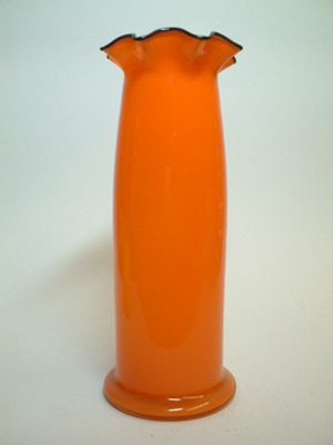1930\'s Bohemian Retro Orange & Black Tango Glass Vase