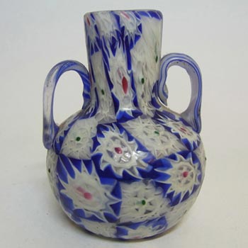 (image for) Fratelli Toso Millefiori Canes Murano Blue & White Glass Vase