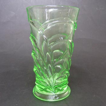 Bagley #3153 Art Deco Uranium Green Glass 'Osprey' Vase