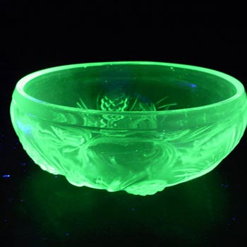 Jobling #5000 Art Deco Uranium Green Glass Fircone Bowl/Dish