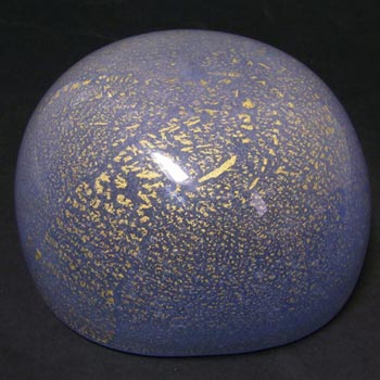 Venini Murano Blue & Gold Leaf Glass Bowl - Acid Signed